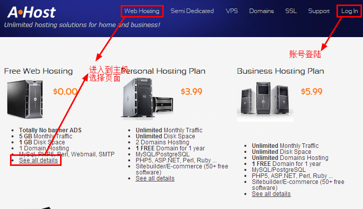 【美国A-Host.net】250M存储5G月流量免费空间申请使用教程